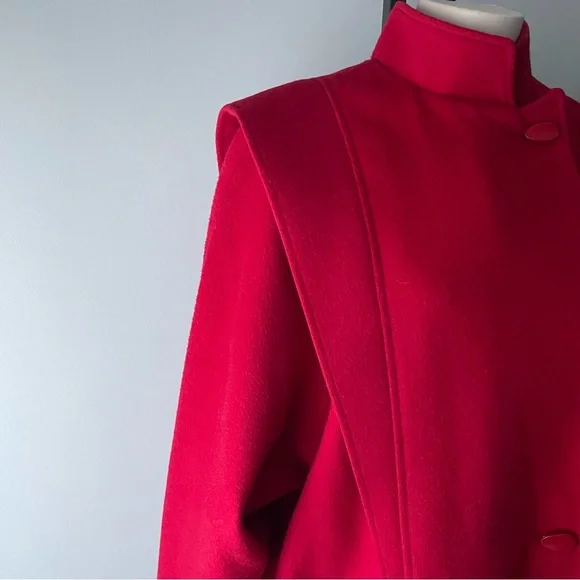Vintage Ruby Red Women's Cape Coat - Picture 5 of 12